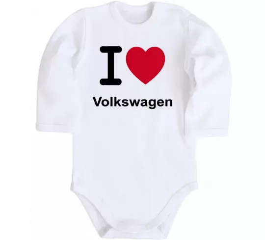 Дитячий бодік I Love Vollkswagen Білий фото