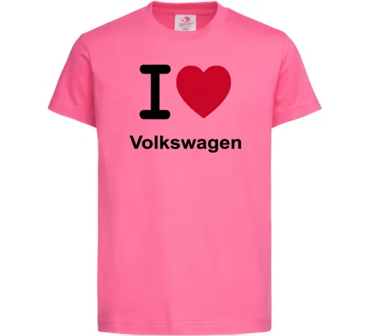 Дитяча футболка I Love Vollkswagen Яскраво-рожевий фото