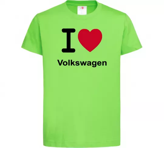 Дитяча футболка I Love Vollkswagen Лаймовий фото