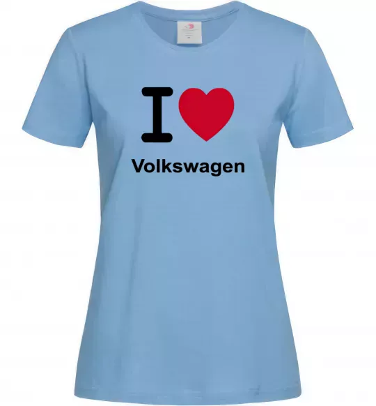 Женская футболка I Love Vollkswagen Голубой фото
