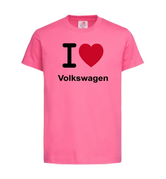 Детская футболка I Love Vollkswagen Ярко-розовый фото