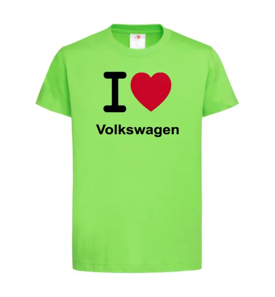 Детская футболка I Love Vollkswagen Лаймовый фото