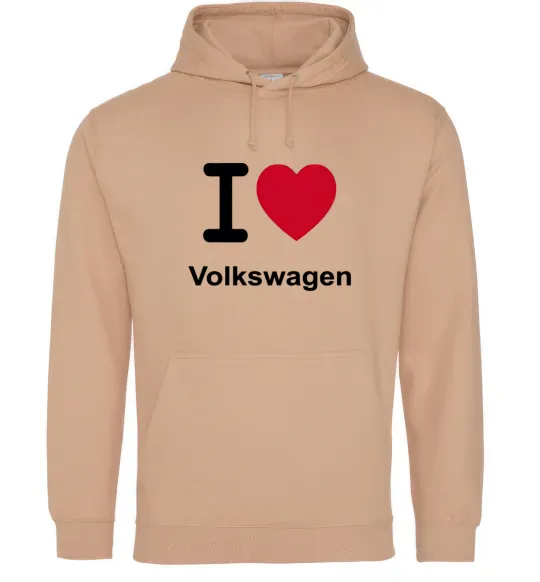 Мужская толстовка (худи) I Love Vollkswagen Песочный фото