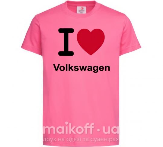 Детская футболка I Love Vollkswagen Ярко-розовый фото