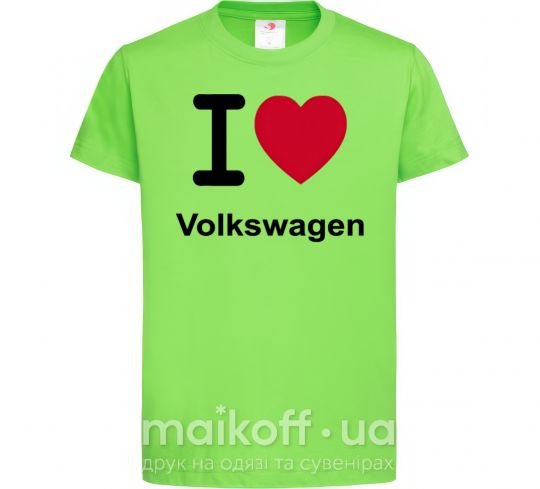 Дитяча футболка I Love Vollkswagen Лаймовий фото
