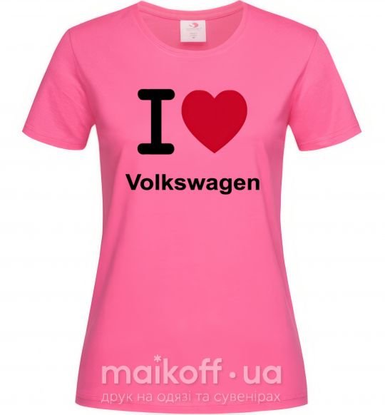 Женская футболка I Love Vollkswagen Ярко-розовый фото