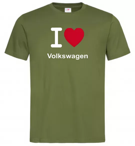 Мужская футболка I Love Vollkswagen Оливковый фото