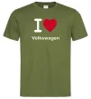 Мужская футболка I Love Vollkswagen Оливковый фото