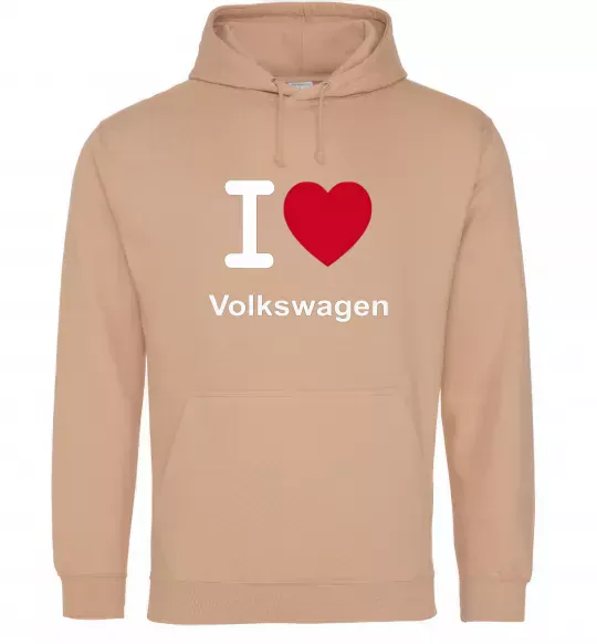 Женская толстовка (худи) I Love Vollkswagen Песочный фото