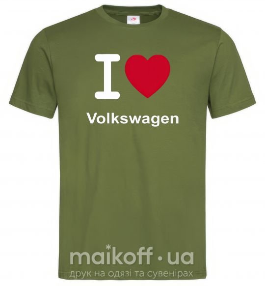 Мужская футболка I Love Vollkswagen Оливковый фото