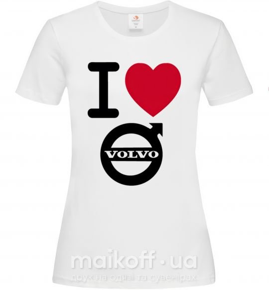 Женская футболка I Love Volvo Белый фото