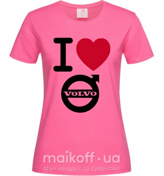 Жіноча футболка I Love Volvo Яскраво-рожевий фото