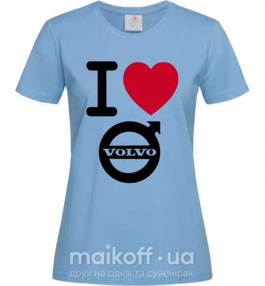 Жіноча футболка I Love Volvo Блакитний фото