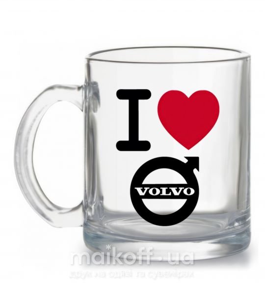 Чашка скляна I Love Volvo Прозорий фото