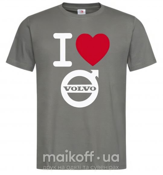 Чоловіча футболка I Love Volvo Графіт фото