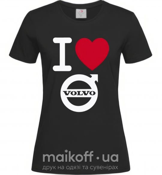 Женская футболка I Love Volvo Черный фото