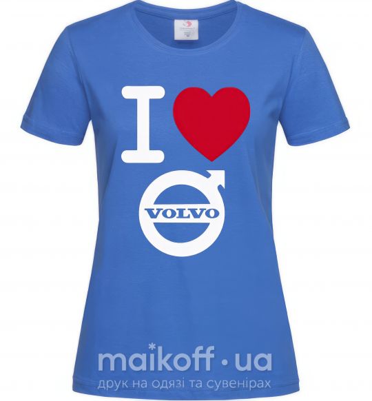 Женская футболка I Love Volvo Ярко-синий фото