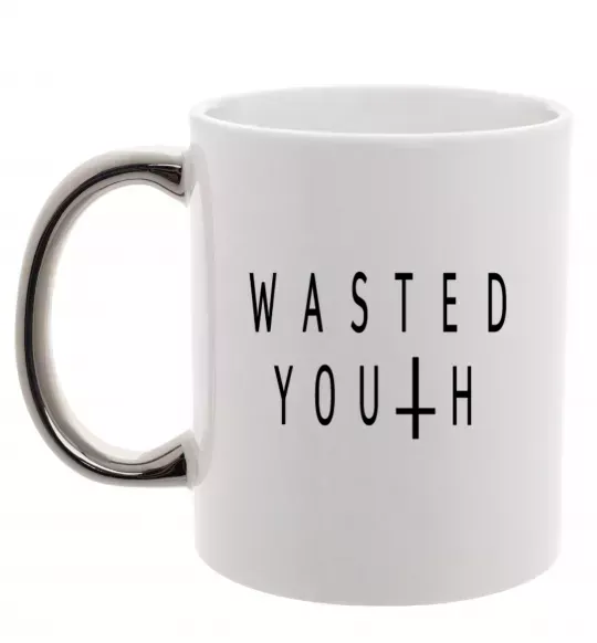 Чашка с цветной ручкой Wasted Серебро фото