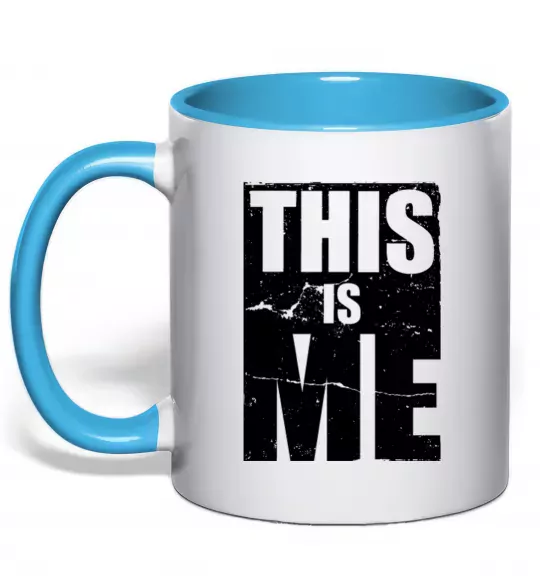 Чашка с цветной ручкой This is me Голубой фото