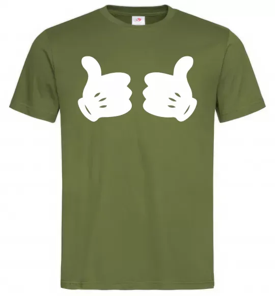 Чоловіча футболка Mickey hands thumbs up Оливковий фото