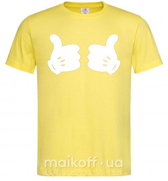 Мужская футболка Mickey hands thumbs up Лимонный фото