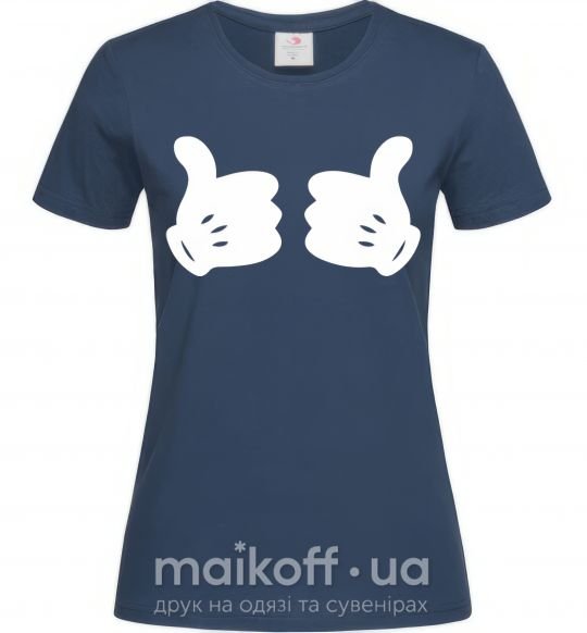 Жіноча футболка Mickey hands thumbs up Темно-синій фото