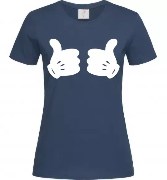 Женская футболка Mickey hands thumbs up Темно-синий фото