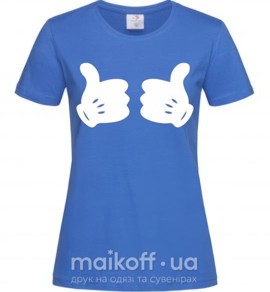 Жіноча футболка Mickey hands thumbs up Яскраво-синій фото