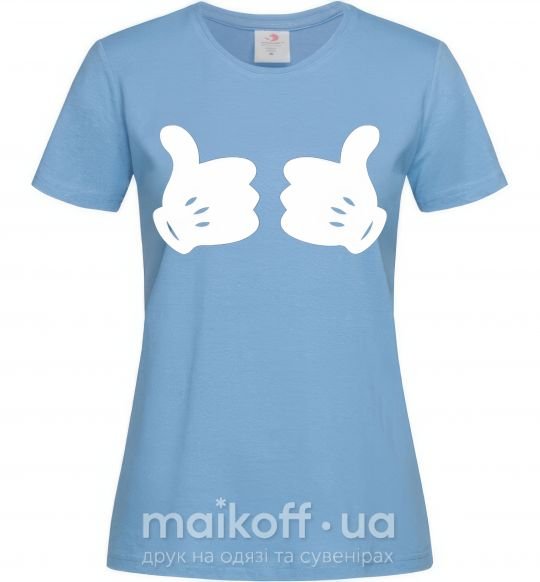 Жіноча футболка Mickey hands thumbs up Блакитний фото