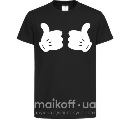 Дитяча футболка Mickey hands thumbs up Чорний фото