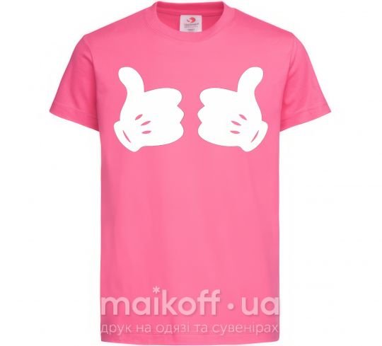 Детская футболка Mickey hands thumbs up Ярко-розовый фото