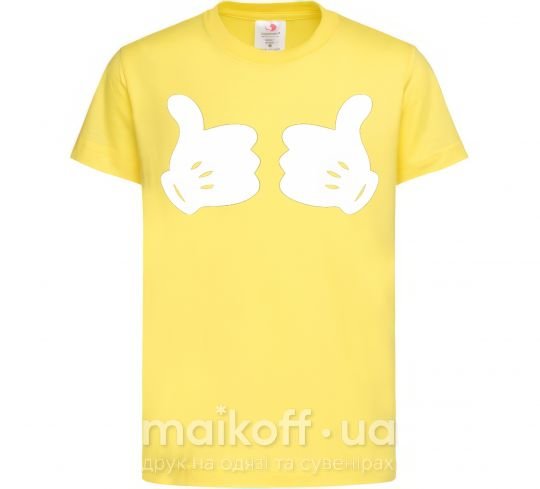 Детская футболка Mickey hands thumbs up Лимонный фото