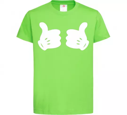Детская футболка Mickey hands thumbs up Лаймовый фото