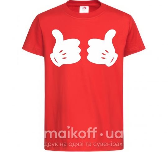 Детская футболка Mickey hands thumbs up Красный фото