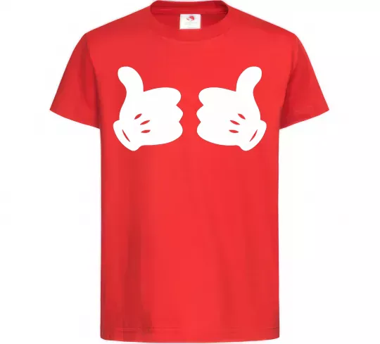 Детская футболка Mickey hands thumbs up Красный фото