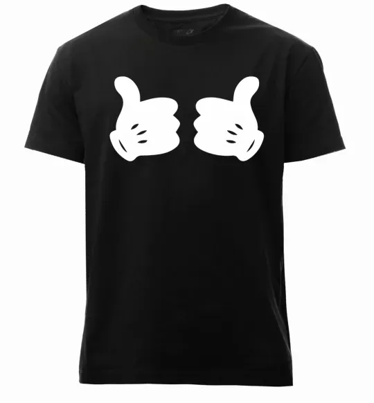 Мужская премиум футболка Mickey hands thumbs up Черный фото