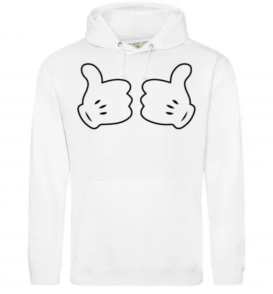 Чоловіча толстовка (худі) Mickey hands thumbs up Білий фото