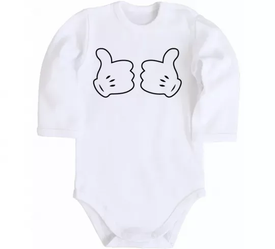 Детский боди Mickey hands thumbs up Белый фото