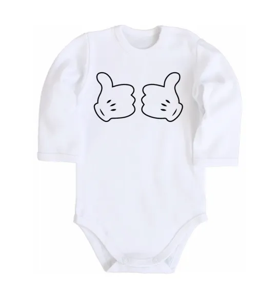 Дитячий бодік Mickey hands thumbs up Білий фото