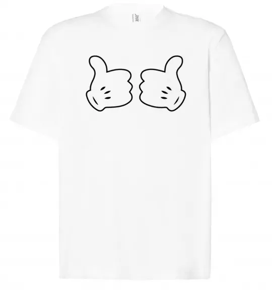 Футболка Оверсайз Mickey hands thumbs up Білий фото