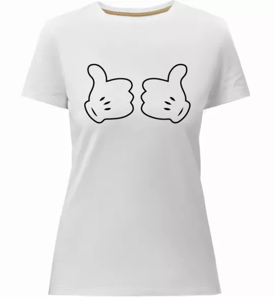 Женская премиум футболка Mickey hands thumbs up Белый фото