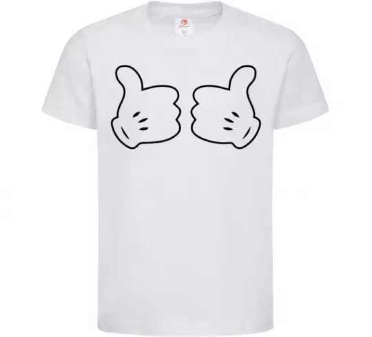 Детская футболка Mickey hands thumbs up Белый фото