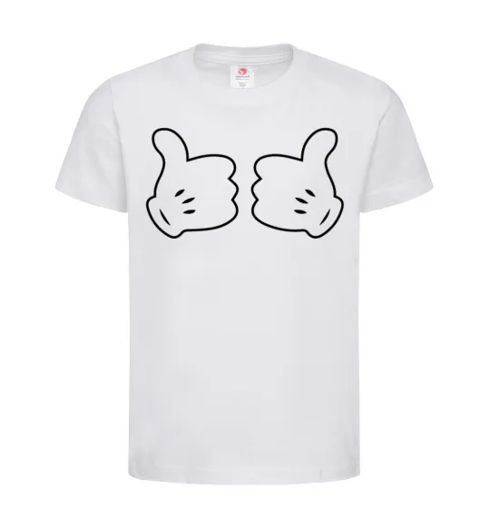 Детская футболка Mickey hands thumbs up Белый фото