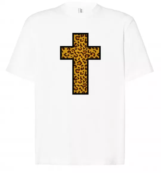 Футболка Оверсайз Леопардовий хрест Білий фото