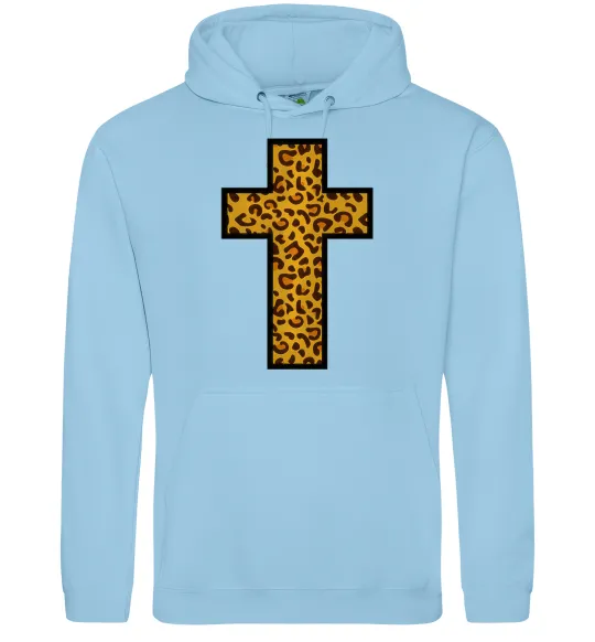 Мужская толстовка (худи) Леопардовий хрест Голубой фото