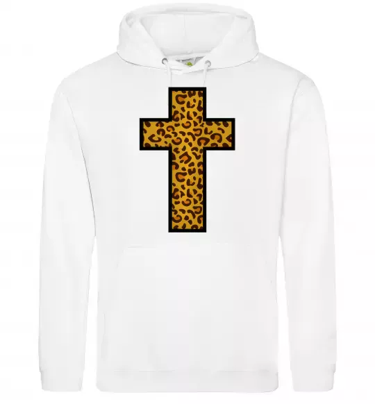 Жіноча толстовка (худі) Леопардовий хрест Білий фото