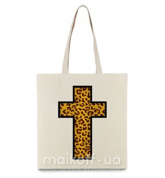 Еко-сумка Леопардовый крест Бежевий фото