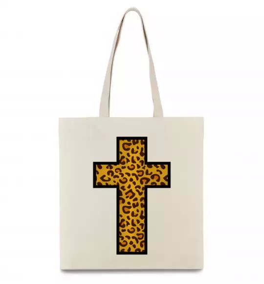 Еко-сумка Леопардовий хрест Бежевий фото