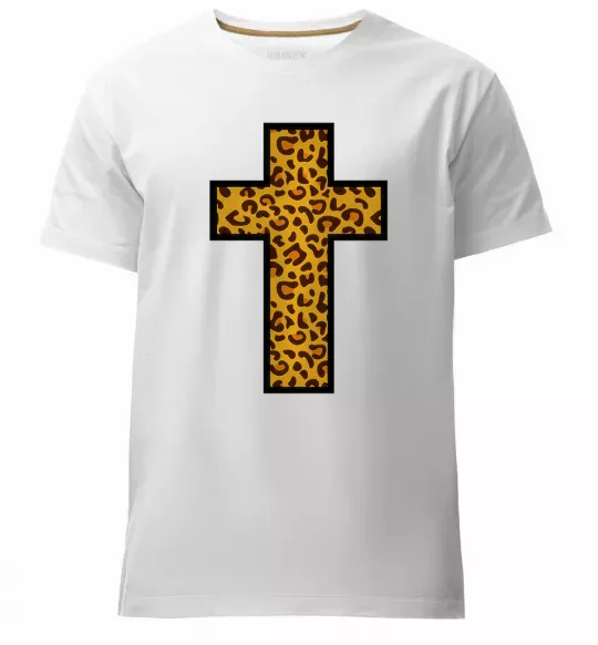 Мужская премиум футболка Леопардовий хрест Белый фото