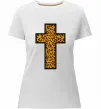 Жіноча преміум футболка Леопардовий хрест Білий фото